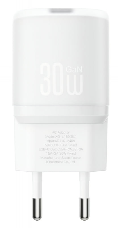 Nettlader XO Design L150, 30W, 3A, 1 x USB-C, Hvit