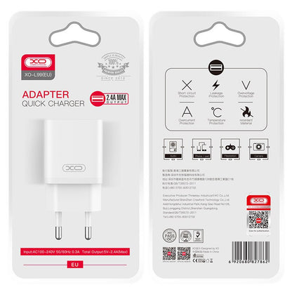 Nettlader XO Design L99, 12W, 2.4A, 1 x USB-A, Hvit