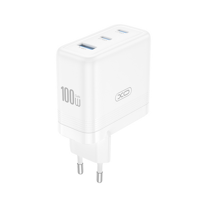 Nettlader XO Design CE35, 100W, 5A, 1 x USB-A - 2 x USB-C, Hvit