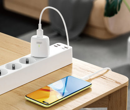 Nettlader XO Design L114, 20W, 3A, 1 x USB-A - 1 x USB-C, Hvit