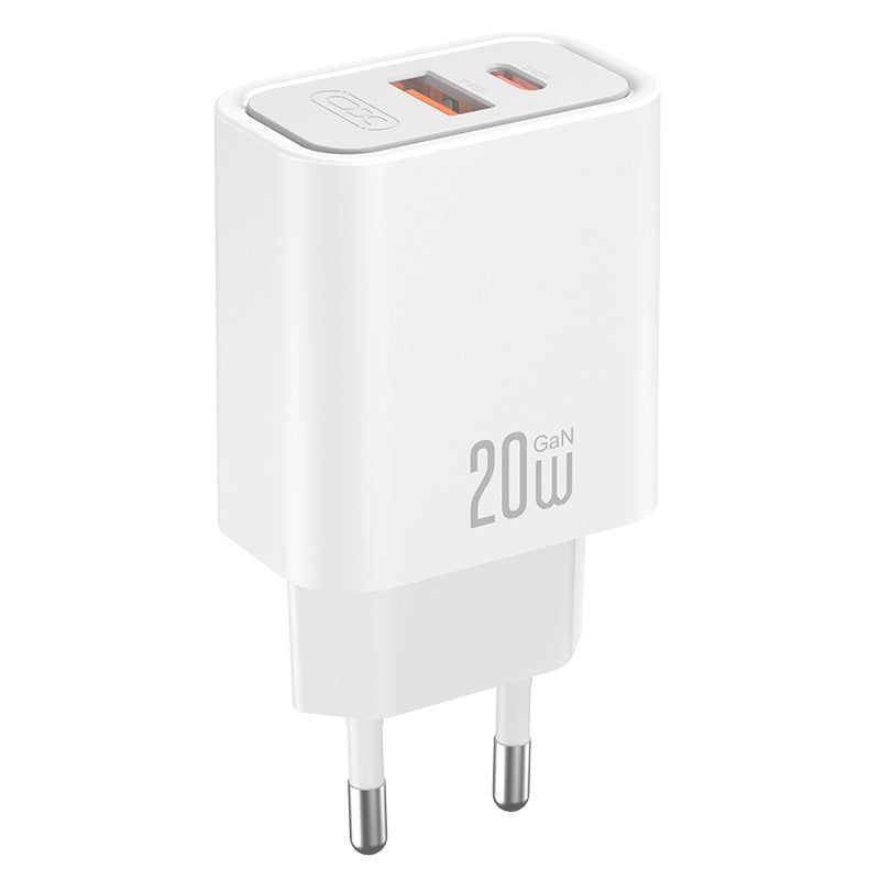 XO Design CE40 Nettlader, 20W, 3A, 1 x USB-A - 1 x USB-C, Hvit