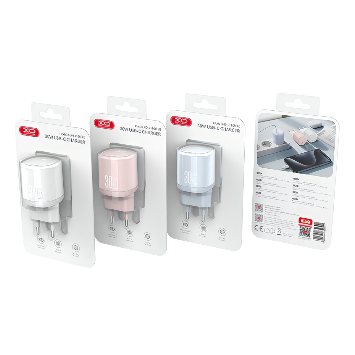 Nettlader XO Design L150, 30W, 3A, 1 x USB-C, Hvit