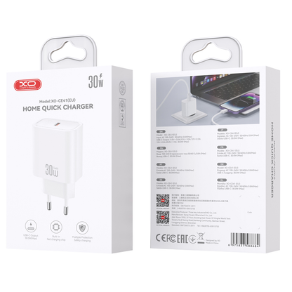XO Design CE41 nettadapter, 30W, 3A, 1 x USB-C, hvit