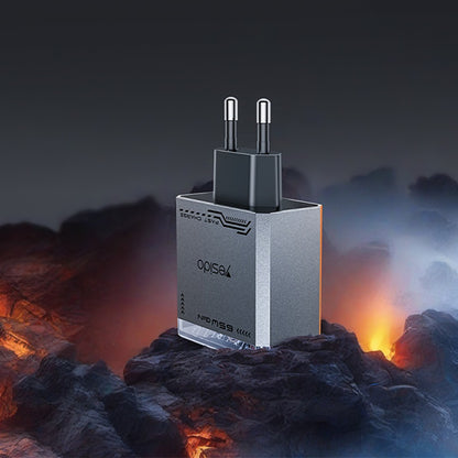 Yesido YC101 nettverkslader, 65W, 3.25A, 1 x USB-A - 2 x USB-C, Svart