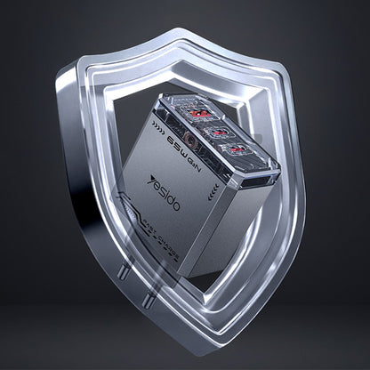 Yesido YC101 nettverkslader, 65W, 3.25A, 1 x USB-A - 2 x USB-C, Svart