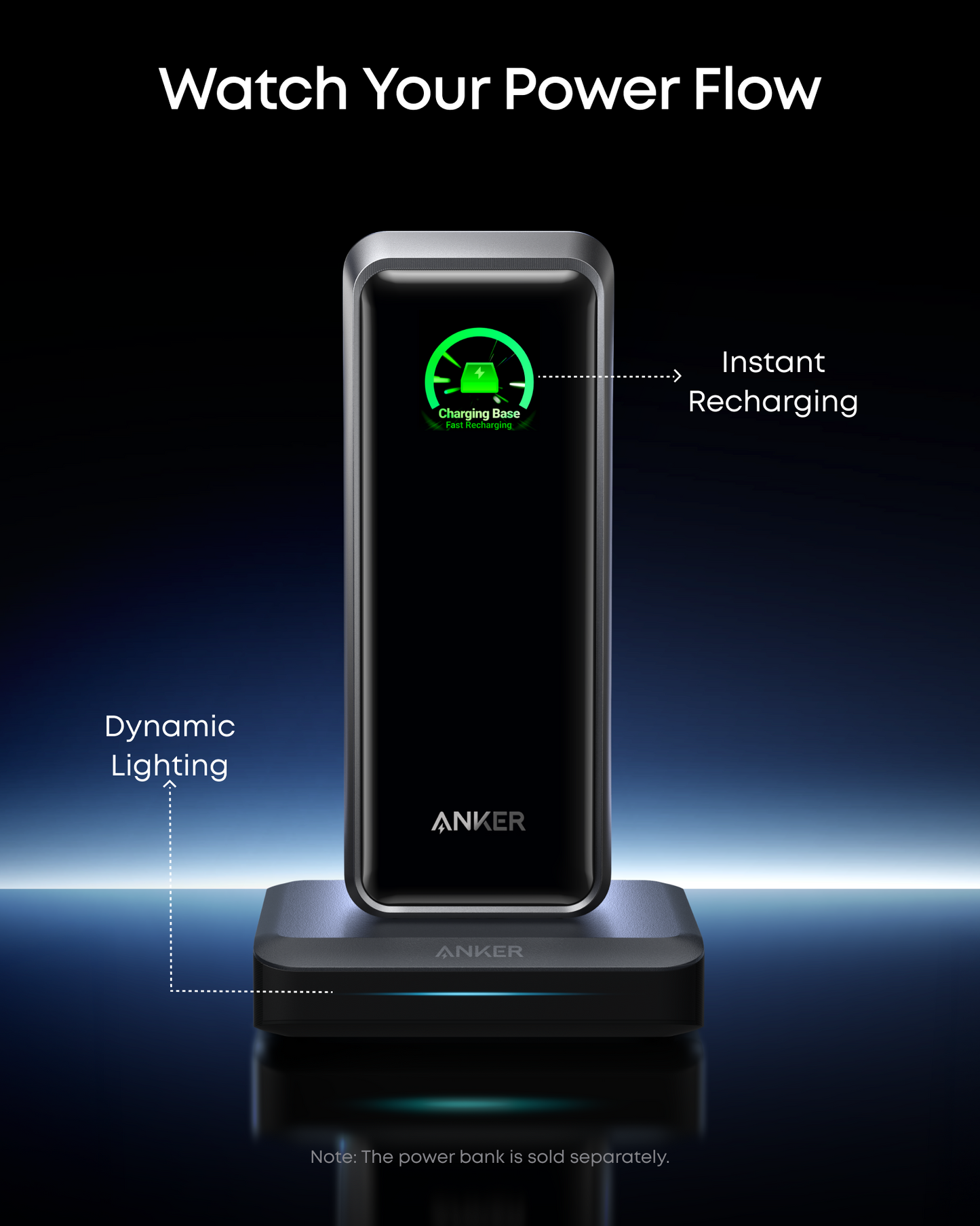 Anker ladestasjon for Prime ekstern batteri, 150W, 5A, 1 x Pogo Pin - 1 x USB-A - 2 x USB-C, Svart A1903G11