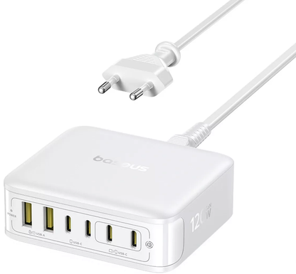 Baseus EnerFill FH21 ladestasjon, 120W, 3,25A, 2 x USB-A - 4 x USB-C, hvit E0120T01
