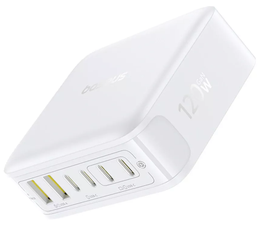 Baseus EnerFill FH21 ladestasjon, 120W, 3,25A, 2 x USB-A - 4 x USB-C, hvit E0120T01