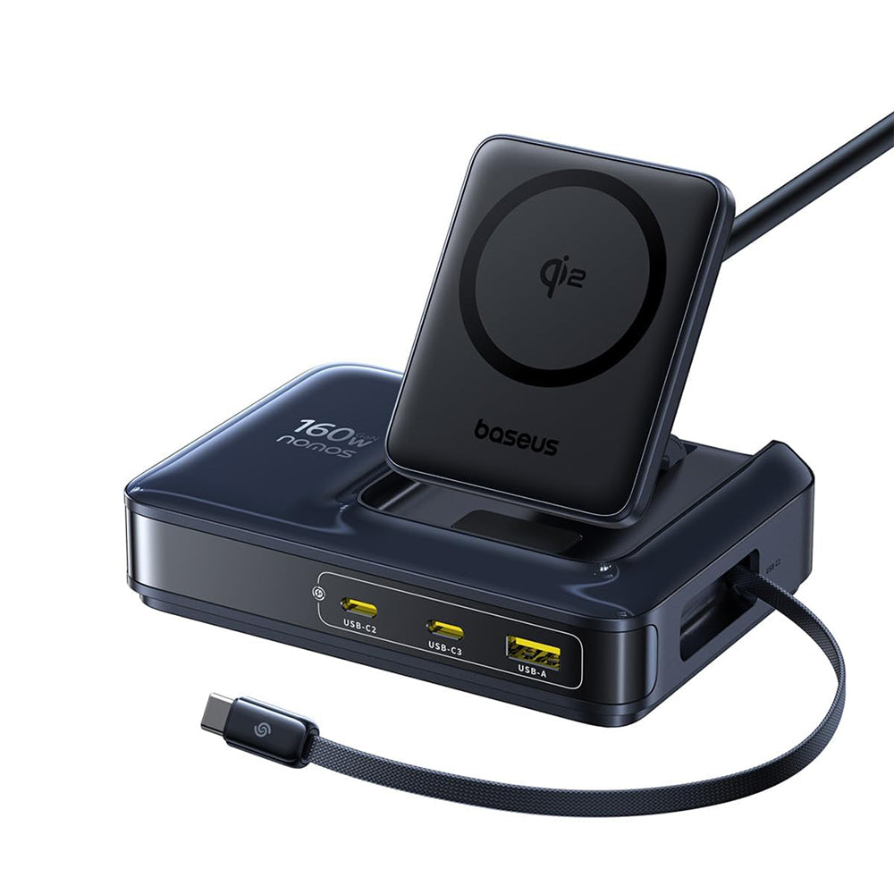 Baseus Nomos NH21 QI 5i1 ladestasjon, 160W, 5A, 1 x USB-A - 2 x USB-C, svart E0121700
