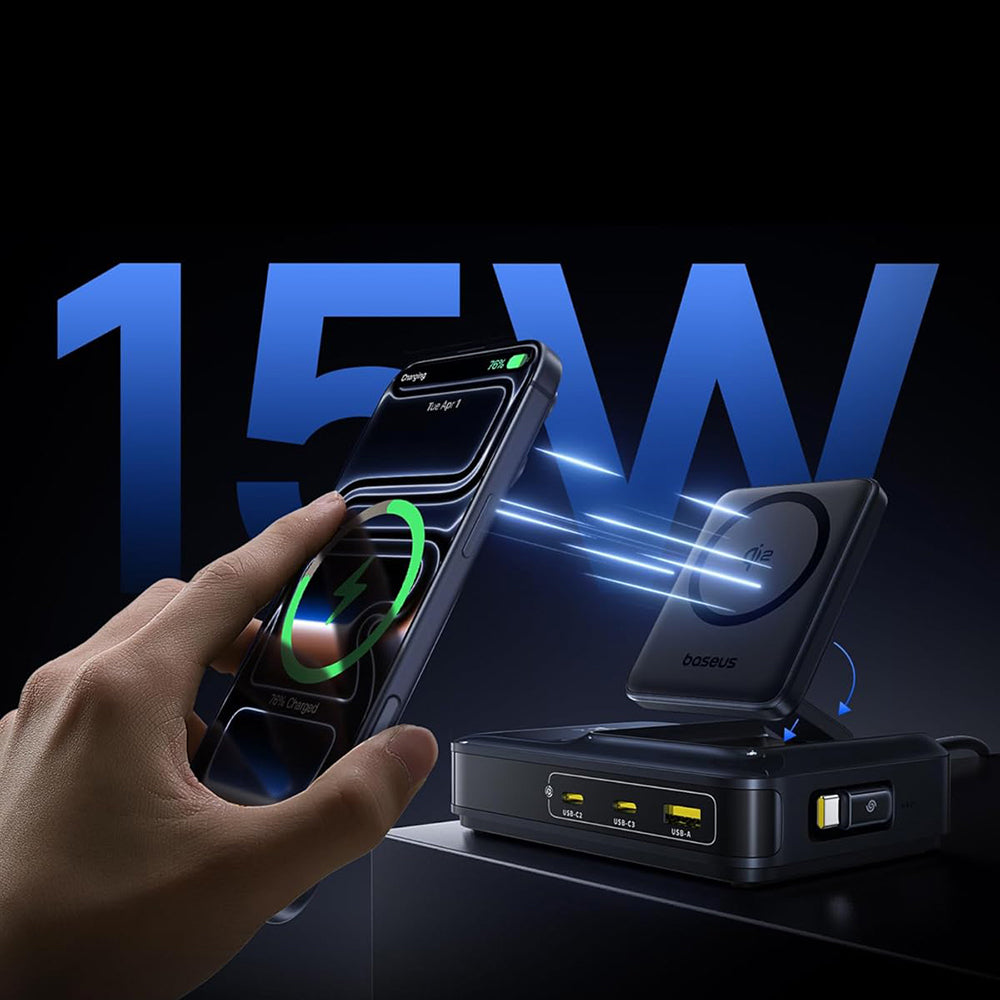 Baseus Nomos NH21 QI 5i1 ladestasjon, 160W, 5A, 1 x USB-A - 2 x USB-C, svart E0121700