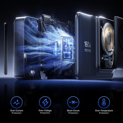 Baseus Nomos NH21 QI 5i1 ladestasjon, 160W, 5A, 1 x USB-A - 2 x USB-C, svart E0121700