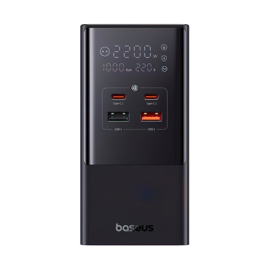 Baseus PowerCombo Tower ladestasjon, 100W, 5A, 2 x Schuko - 2 x USB-A - 2 x USB-C, Svart E00023609113-00