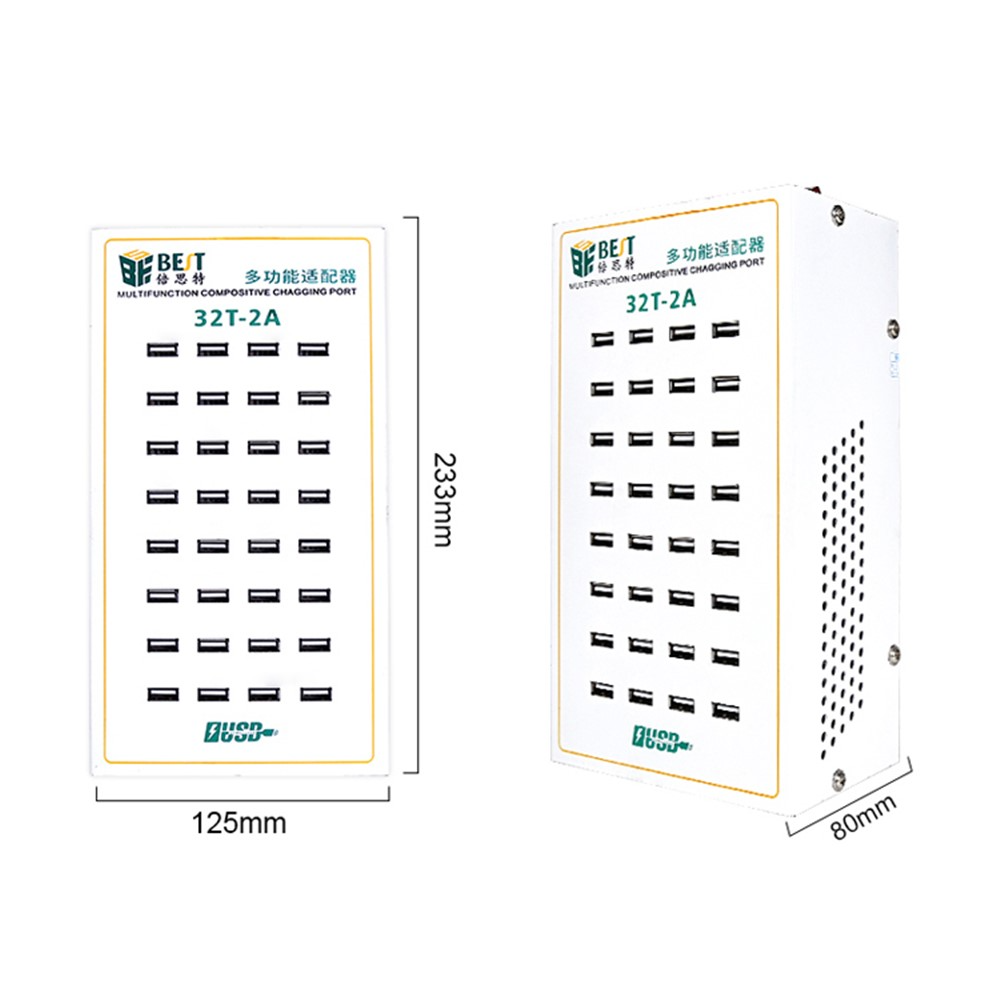 Best 32T-2A ladestasjon, 2A, 32 x USB-A, hvit