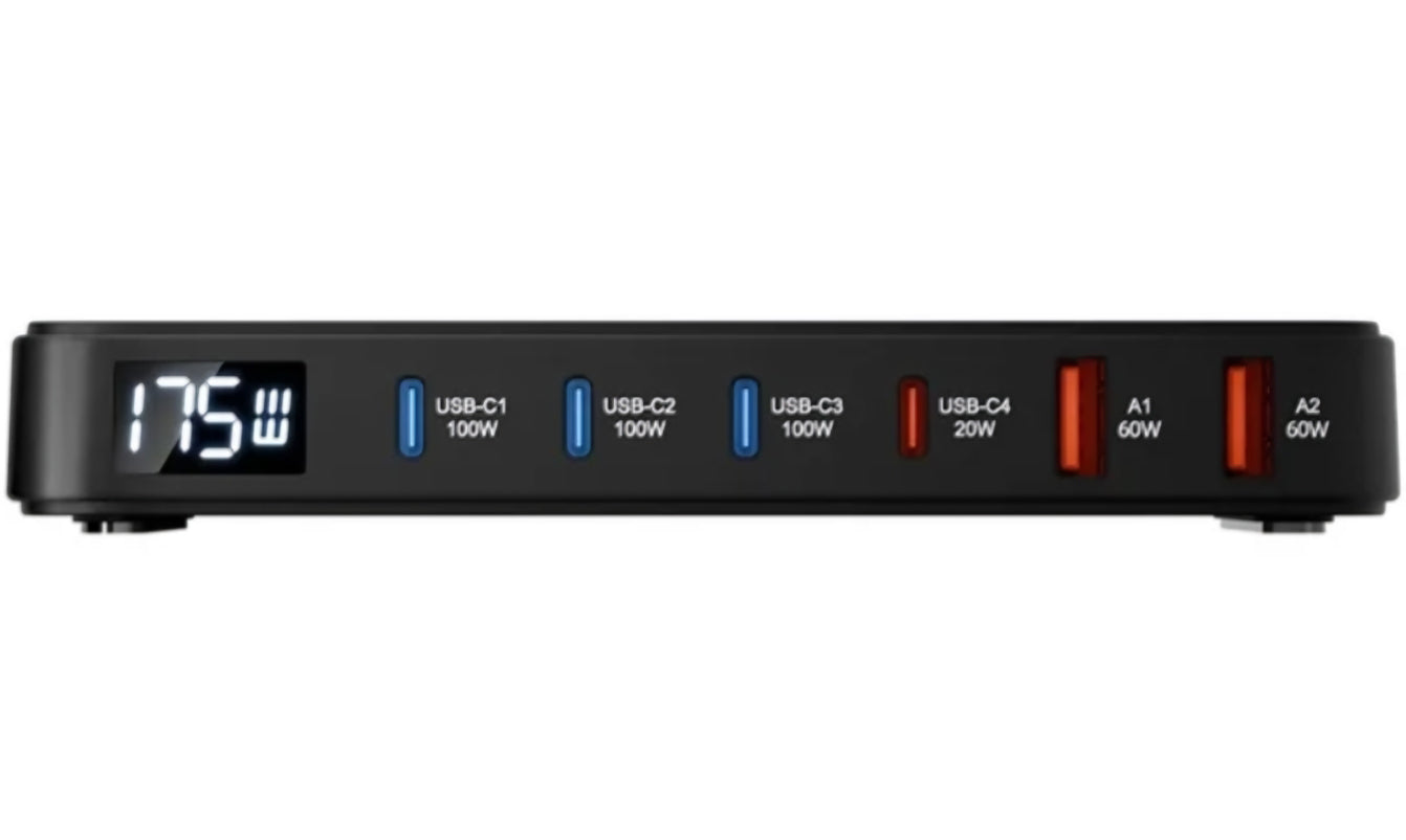 Ladestasjon BlitzWolf BW-S30, 175W, 5A, 2 x USB-A - 4 x USB-C, Svart