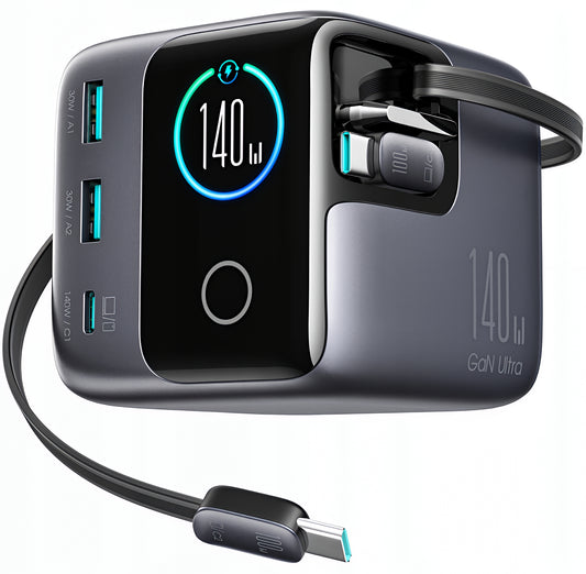 Ladestasjon med USB-C-kabel Joyroom Podix JR-TRD01, 140W, 1 x USB-C - 2 x USB-A, Grå