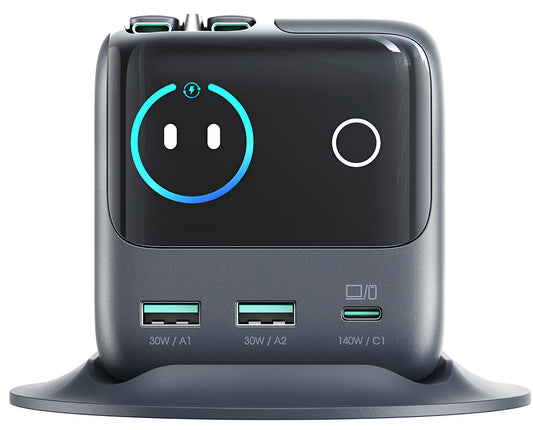 Ladestasjon med USB-C-kabel Joyroom Podix JR-TRD01, 140W, 1 x USB-C - 2 x USB-A, Grå