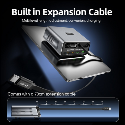 Ladestasjon med USB-C-kabel OEM WLX-60C, 130W, 2 x USB-A - 2 x USB-C, Grå