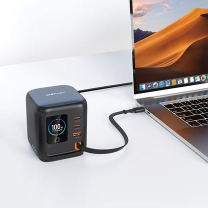 Ladestasjon med USB-C-kabel Acefast Z10, 100W, 1 x USB-A - 2 x USB-C, svart