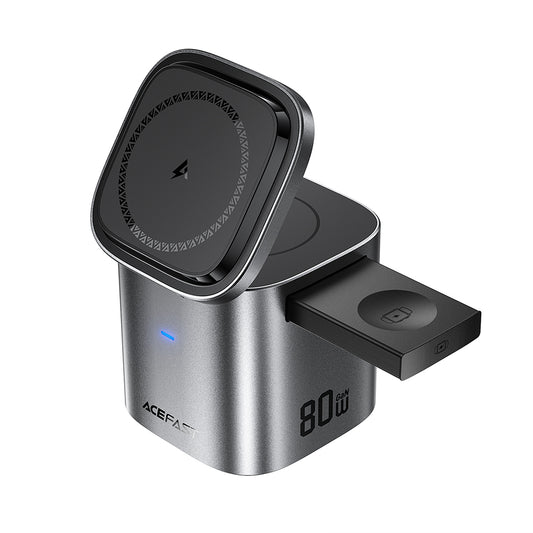 Ladestasjon med USB-C-kabel Acefast Z9 QI 6in1, 80W, 1 x USB-C - 1 x USB-A, Svart