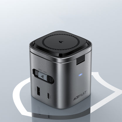 Ladestasjon med USB-C-kabel Acefast Z9 QI 6in1, 80W, 1 x USB-C - 1 x USB-A, Svart