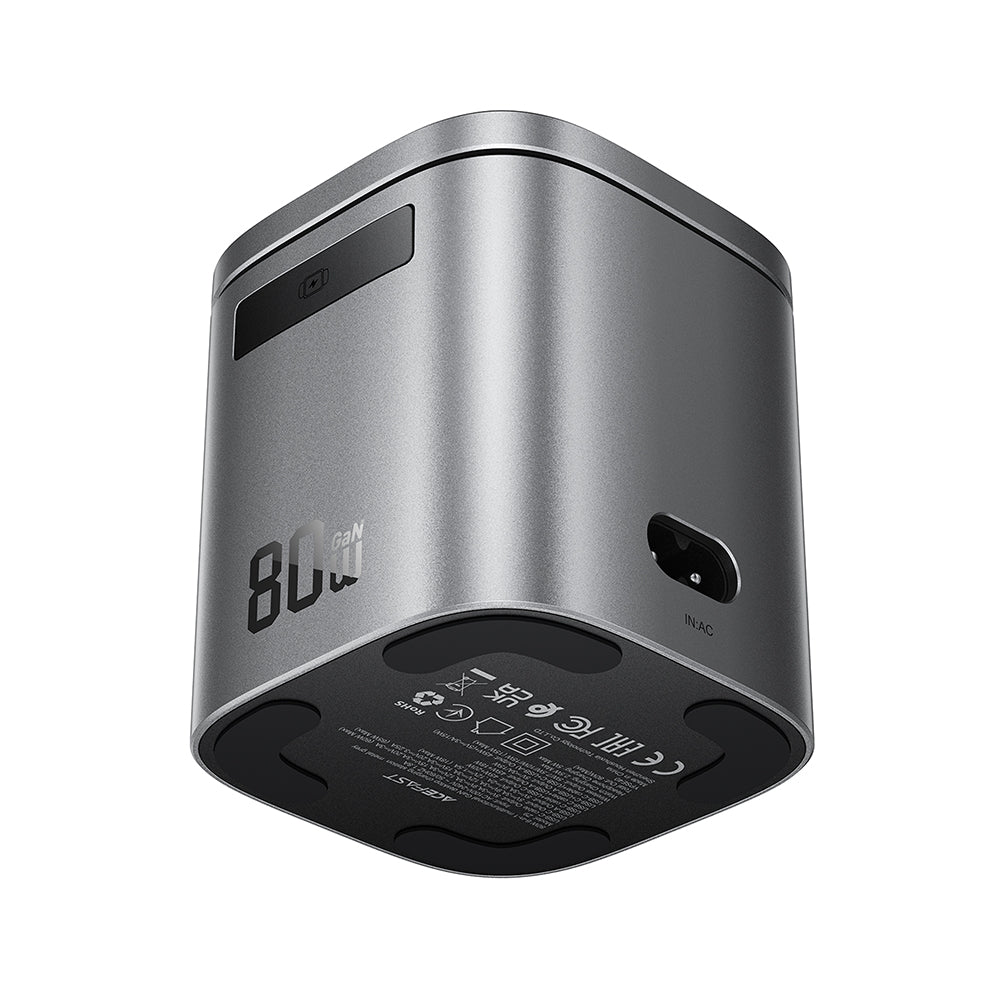 Ladestasjon med USB-C-kabel Acefast Z9 QI 6in1, 80W, 1 x USB-C - 1 x USB-A, Svart