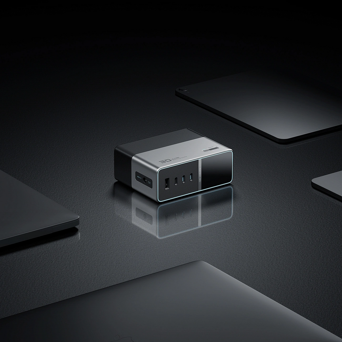 Laderstasjon Cuktech TA3005U, 300W, 1 x DC - 1 x USB-A - 3 x USB-C, Grå