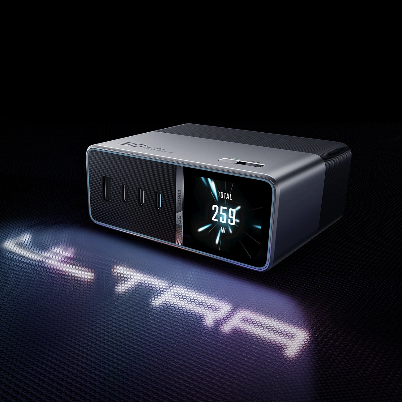 Laderstasjon Cuktech TA3005U, 300W, 1 x DC - 1 x USB-A - 3 x USB-C, Grå