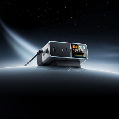 Laderstasjon Cuktech TA3005U, 300W, 1 x DC - 1 x USB-A - 3 x USB-C, Grå