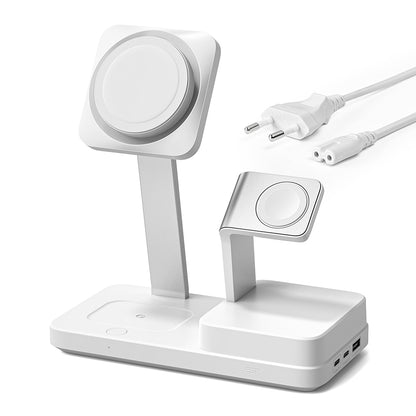 Ladestasjon ESR CryoBoost QI 6in1, 100W, 2 x USB-A - 1 x USB-C, Hvit