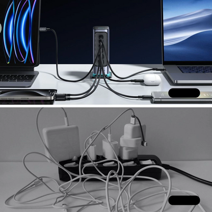 Joyroom JR-TCM02 UK ladestasjon, 65W, 3,25A, 2 x USB-A - 4 x USB-C, grå