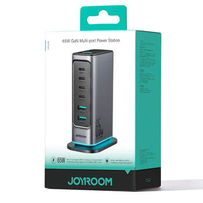 Ladestasjon Joyroom JR-TCM02, 65W, 3.25A, 2 x USB-A - 4 x USB-C, Grå