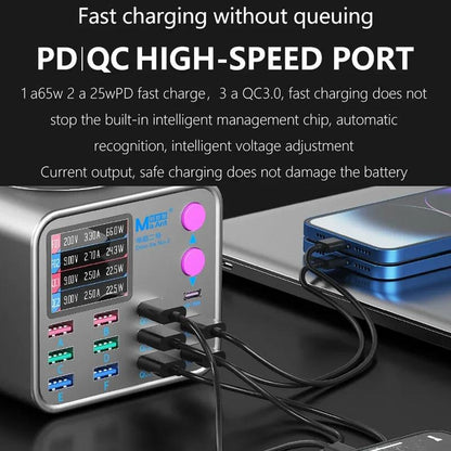 Ladestasjon MaAnt DianBa No.2 QI, 300W, 3A, 3 x USB-C - 9 x USB-A, Grå