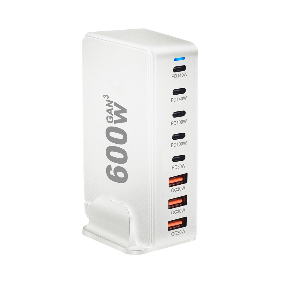 OEM Ladestasjon, 600W, 4 x USB-A - 4 x USB-C, Hvit