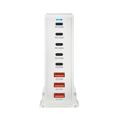 OEM Ladestasjon, 600W, 4 x USB-A - 4 x USB-C, Hvit