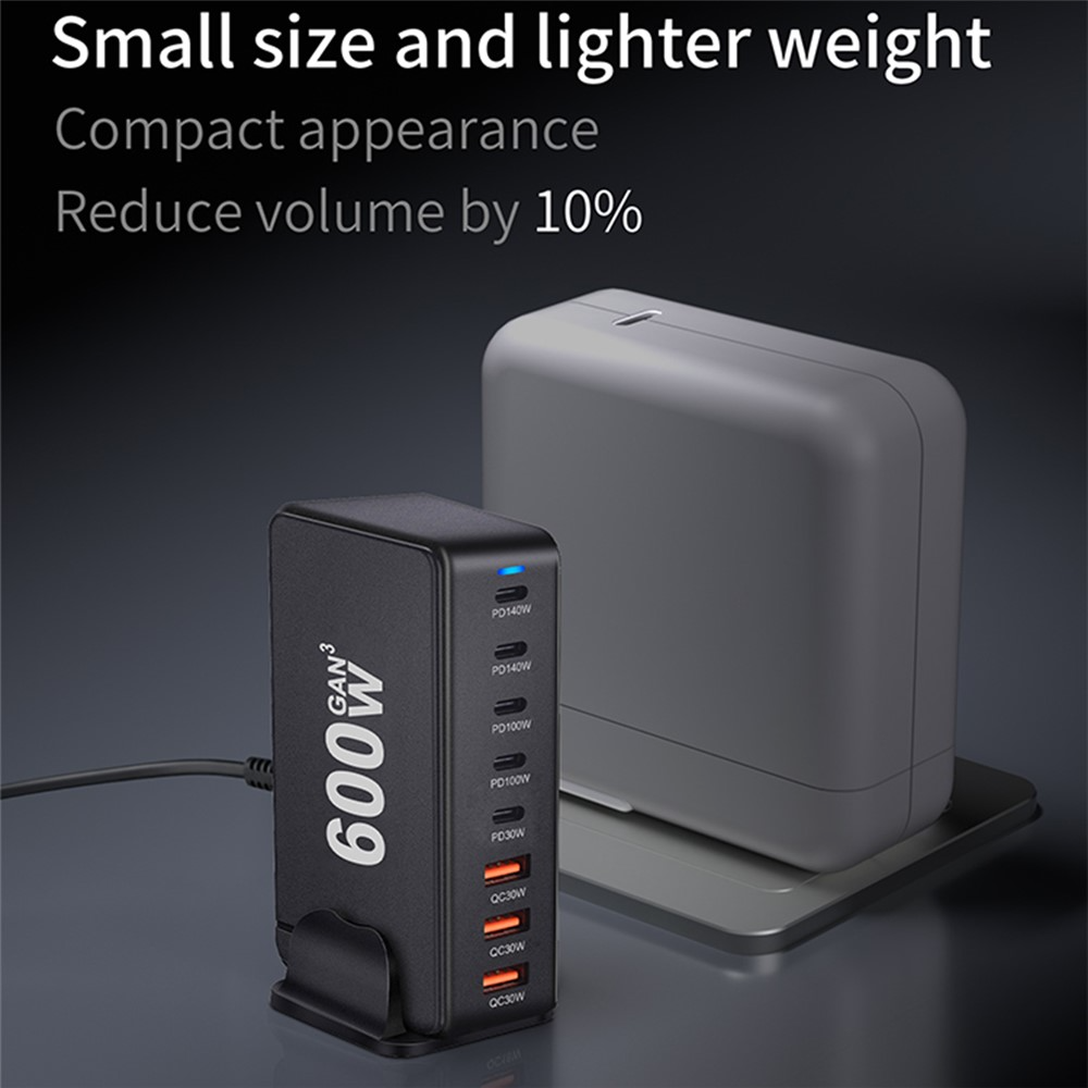 OEM Ladestasjon, 600W, 4 x USB-A - 4 x USB-C, Hvit