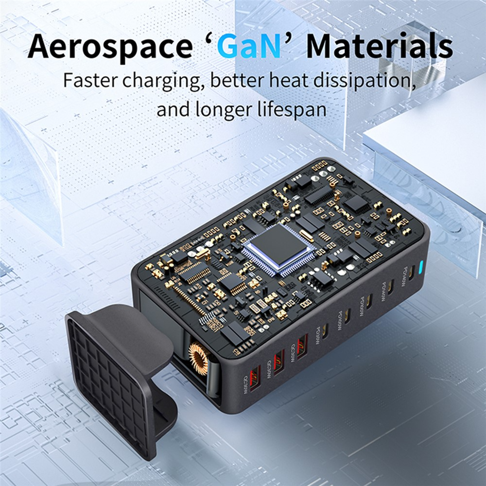 OEM Ladestasjon, 600W, 4 x USB-A - 4 x USB-C, Hvit