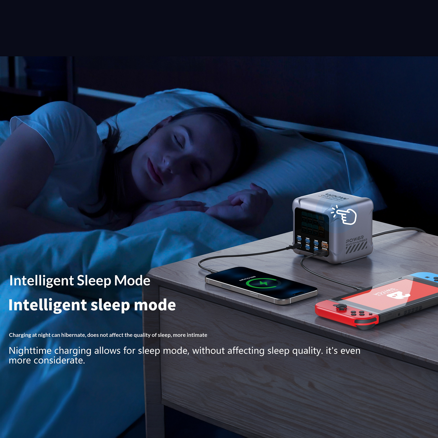 OEM Ladestasjon BK-126D, 140W, 5A, 2 x USB-A - 6 x USB-C, Grå