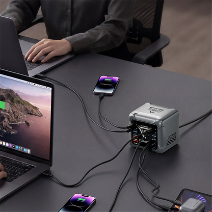 Laderstasjon OEM BK-127D, 280W, 5A, 4 x USB-A - 8 x USB-C, Grå