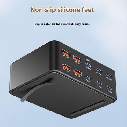 OEM HW66 Ladestasjon, 330W, 5A, 4 x USB-A - 6 x USB-C, Svart