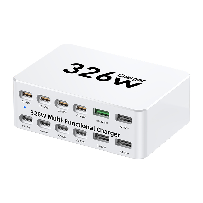 OEM Ladestasjon WLX-818E, 326W, 3,25A, 4 x USB-A - 8 x USB-C, Hvit