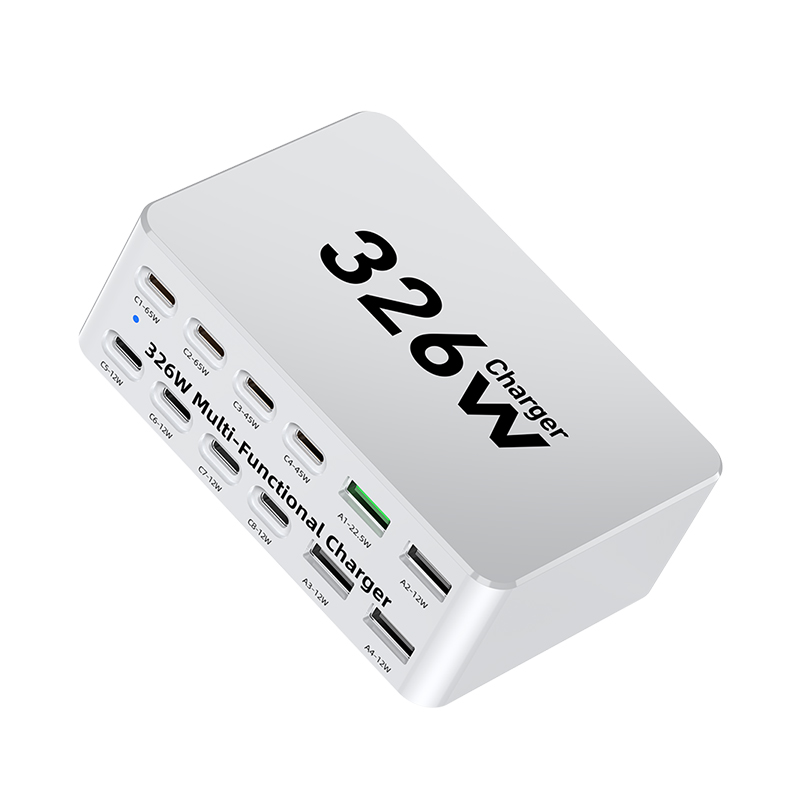 OEM Ladestasjon WLX-818E, 326W, 3,25A, 4 x USB-A - 8 x USB-C, Hvit