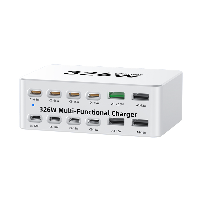 OEM Ladestasjon WLX-818E, 326W, 3,25A, 4 x USB-A - 8 x USB-C, Hvit