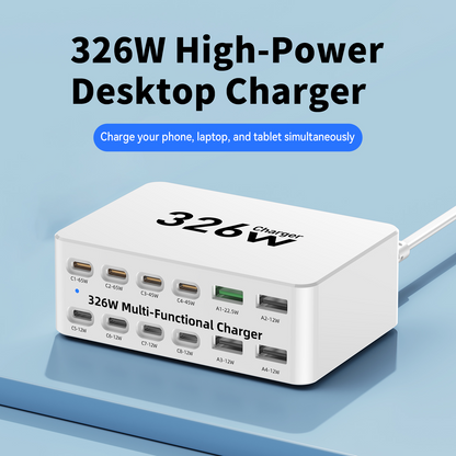 OEM Ladestasjon WLX-818E, 326W, 3,25A, 4 x USB-A - 8 x USB-C, Hvit