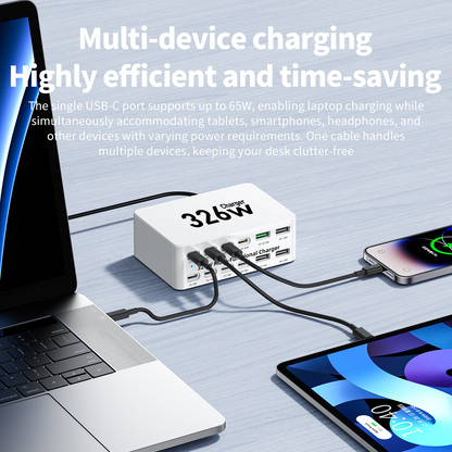 OEM Ladestasjon WLX-818E, 326W, 3,25A, 4 x USB-A - 8 x USB-C, Hvit