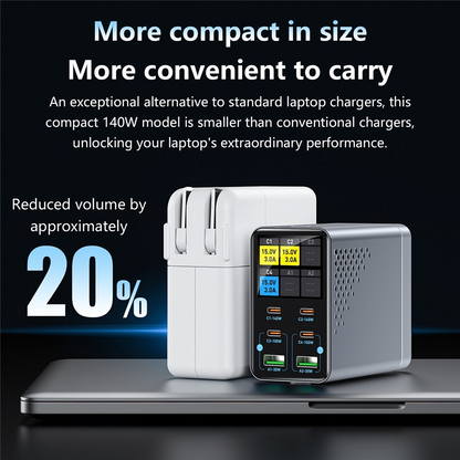 OEM WLX-G3 Ladestasjon, 140W, 5A, 2 x USB-A - 4 x USB-C, Grå