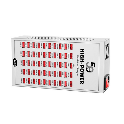 OEM WLX-T2A ladestasjon, 200W, 2,4A, 50 x USB-A, Sølv