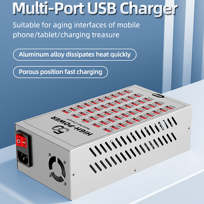 OEM WLX-T2A ladestasjon, 200W, 2,4A, 50 x USB-A, Sølv