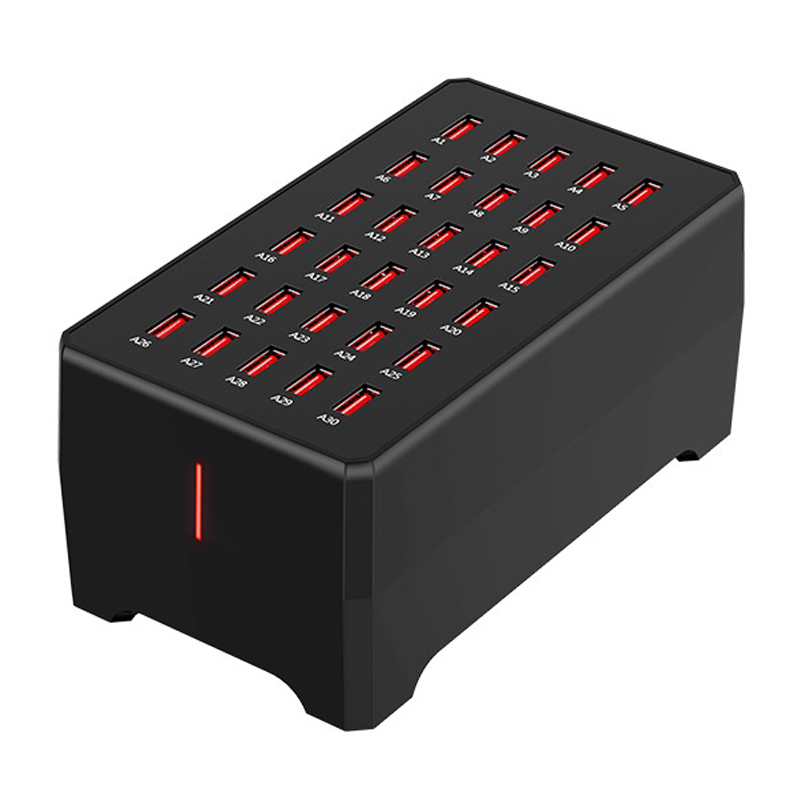 OEM WT-268 ladestasjon, 150W, 2,4A, 30 x USB-A, svart