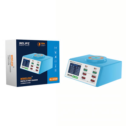 Ladestasjon Relife RL-309AW, 100W, 5A, 2 x USB-C - 6 x USB-A, Blå