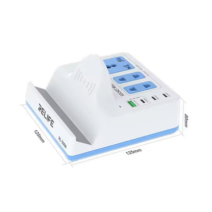 Relife RL-309H QI Ladestasjon, 72W, 1 x USB-A - 3 x USB-C, Hvit
